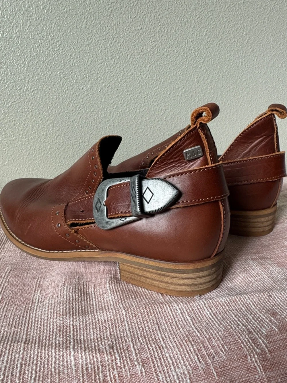 Musse & Cloud Brown Leather Buckle Ankle Booties / Shooties